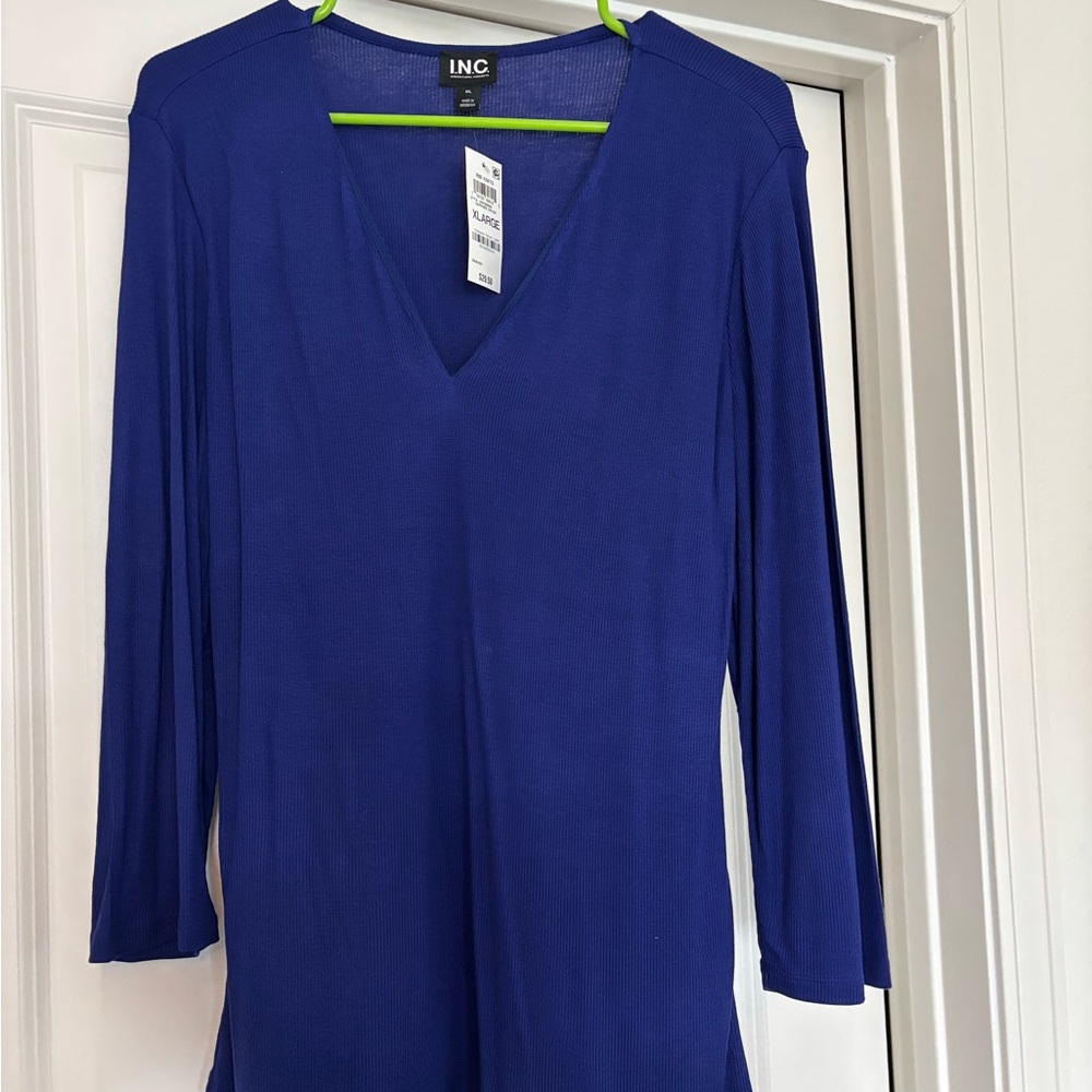 INC International Concepts Women's Royal Blue Long Sleeve Top